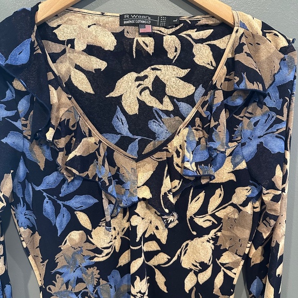 *GENTLY WORN* Vintage Y2K R Wear Rampage JR's LARGE Ruffled Sheer Floral Blouse - Picture 4 of 5